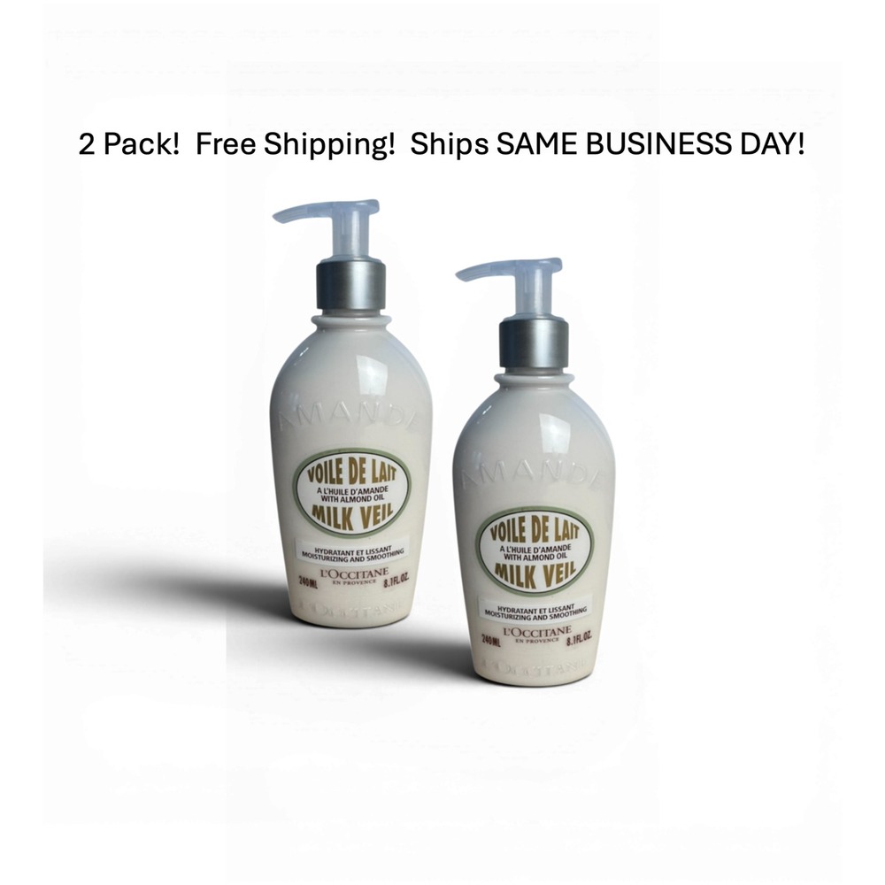 2PACK L'OCCITANE Almond Milk Veil 240ml/8.1oz Body Lotion PUMP